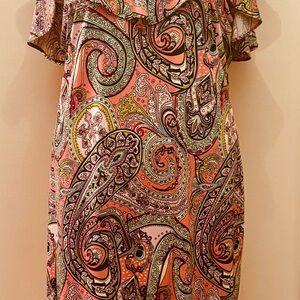 Paisley Print Midi Dress, L